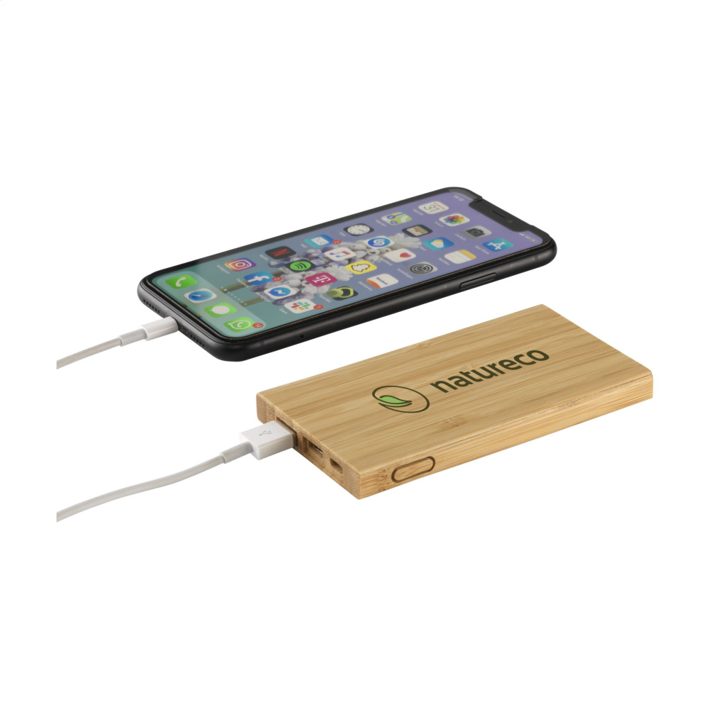 Logo trade promotional giveaways picture of: Bamboo 4000 Powerbank external charger